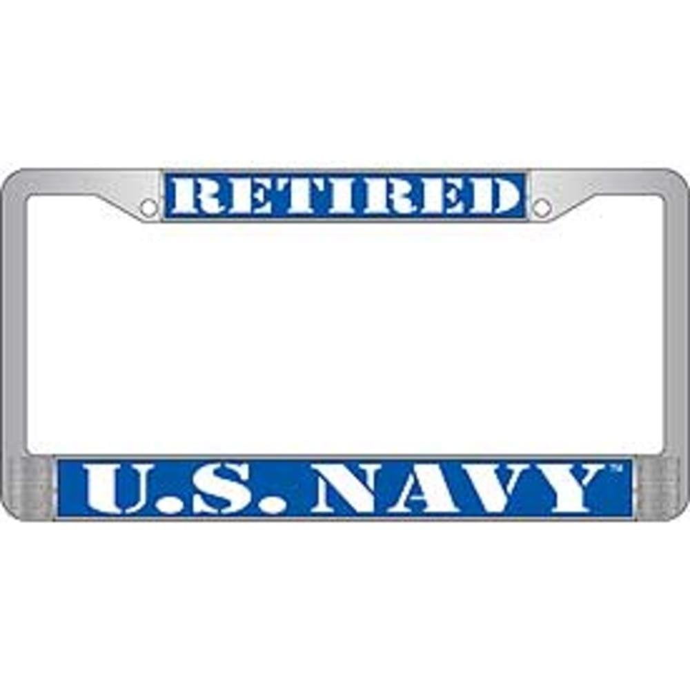 Us Navy Retired Chrome Auto Car License Plate Frame Usn Made In The Usa