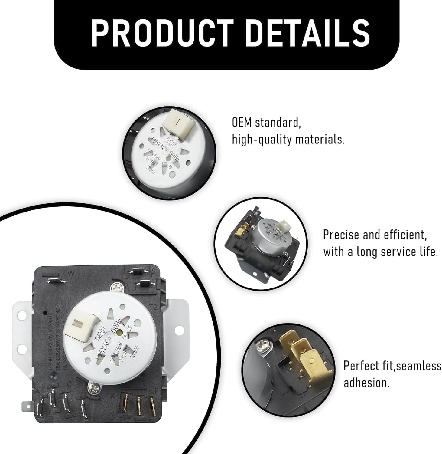 WPW10185992 W10185992 Dryer Timer Replacement 115V 60HZ Compatible With Whirlpool Maytag Kenmore Crosley Dryer Timer Replaces MEDC465HW0 WED5000DW2 WGD5000DW3 MGDC465HW0 WGD4850BW2 418-095-20-B5