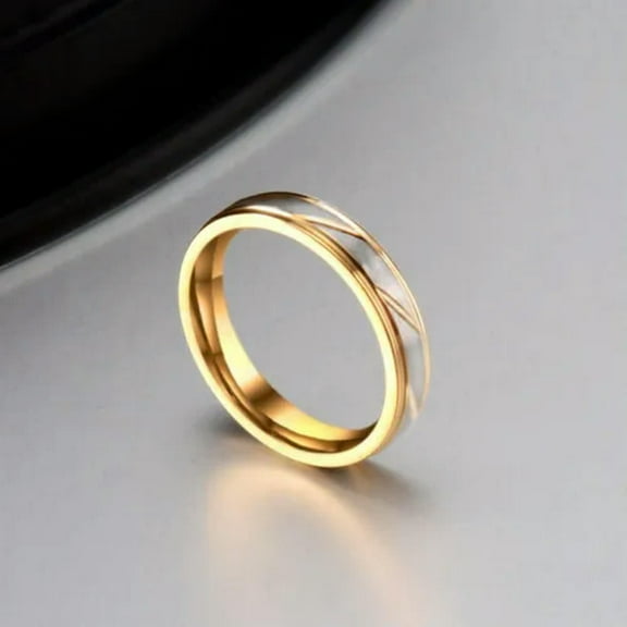18K Gold Plated Titanium Steel Silver Brushed Band Wedding Jewelry Couple Rings