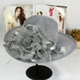 thumbnail image 4 of Organza Church Fascinator Wedding Tea Party Derby Hats for Women Flower Wide Brim Sun Hat, 4 of 4