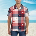 thumbnail image 2 of Susaid Heart Plaid Print Hawaiian Shirts for Men Women,Hawaiian Summer Short-Sleeve Casual Relaxed-Fit Button-Down,3X-Large, 2 of 7