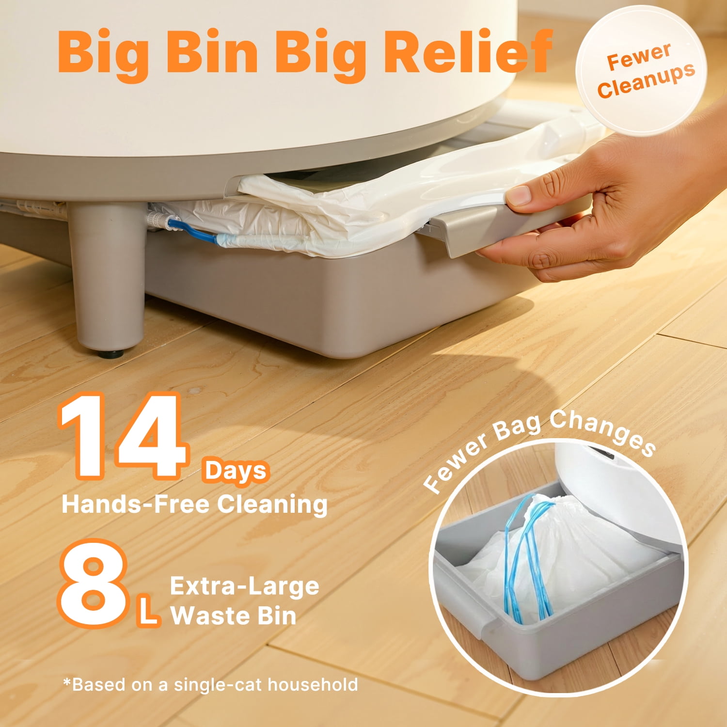 Self Cleaning Cat Litter Box, Open-Top Large Automatic Cat Litter Box with APP Control, Odor-Free Waste Disposal, White