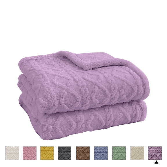Homieway Purple Throw Blanket, Queen Size Lightweight Taffeta Fleece Blanket for Couch Sofa, 2-Sided 3D Woven Design Fuzzy Soft Cozy Blanket for All Seasons, 40" x 60"