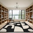 thumbnail image 2 of ODIKA 9'x12' Washable Area Rug Non-Slip, Chair-Friendly Black White Geometric Abstract Art Design Contemporary Shapes and Balanced Visual for Dining Room, Basement, Large Office, 2 of 7