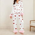 thumbnail image 2 of Valentine's Day Pajamas for Women Set Fall Fashion Must Have Womens Pajama Sets V Neck Fitness Pj Set Long Sleeve Matching Pjs for Couples White, 2 of 4