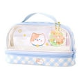 thumbnail image 2 of Transparent Pencil Case Bag for Students Makeup Travel, Waterproof, Large Capacity, Convenient to Carry, Durable, Transparent and Visible, Double Layer, Easy to Clean, 2 of 8