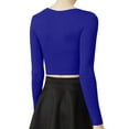 thumbnail image 3 of J. METHOD Women's Long Sleeve Scoop Neck Crop Top Solid Basic Casual Cropped T Shirts NEWT19 Royal Blue L, 3 of 6