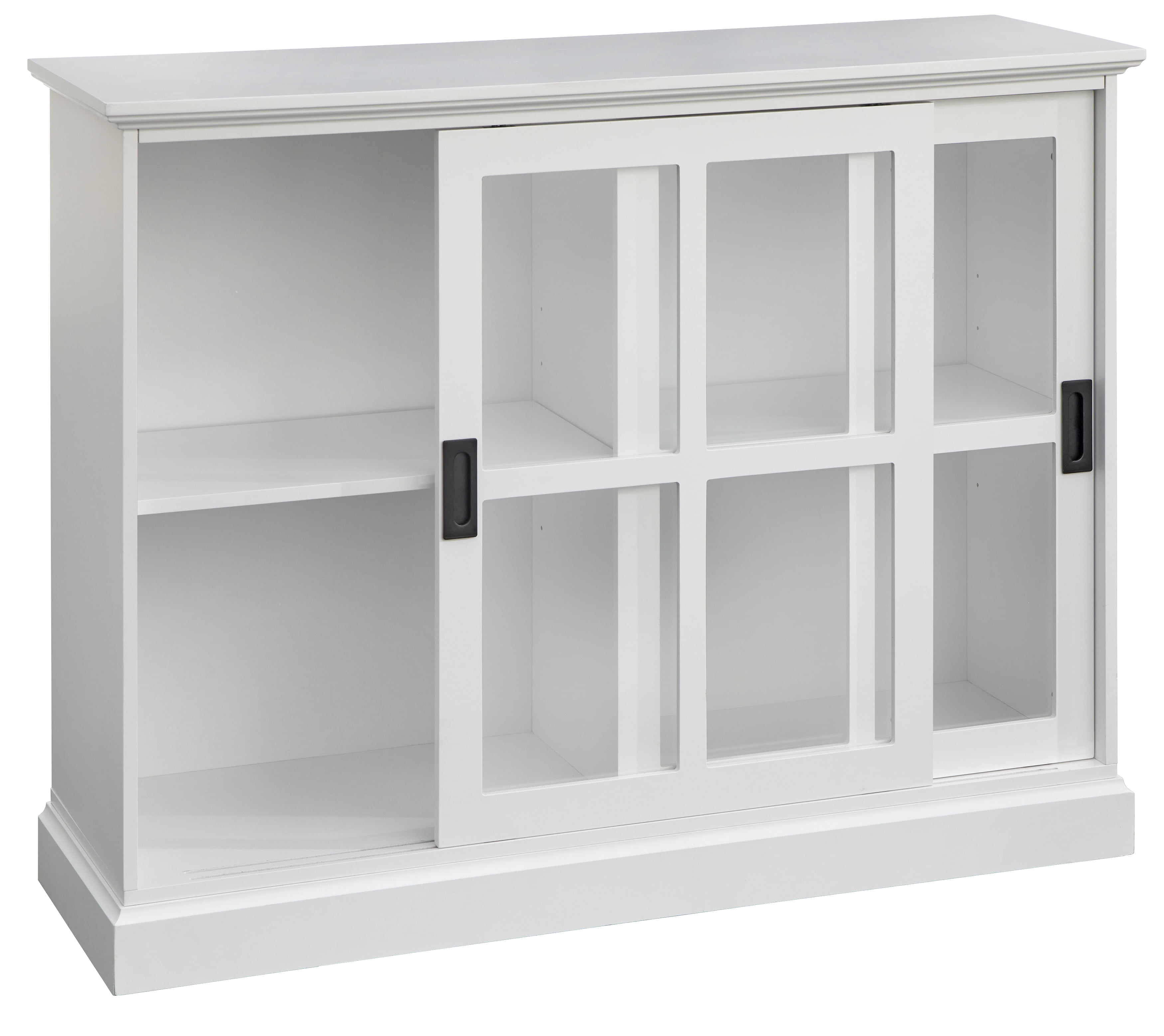 TMS Doyle Sliding Glass Door Cabinet with Shelves, White
