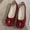 Wine, variant on Women Casual Dress Flats Shoes for Women Vintage Square Toe Floral Decor Slip On Ballet Flats Soft Suede Comfort Non Slip Work Shoes Women Multi Color Fashion Womens Flat Shoes Daily Walking Flat
