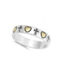 thumbnail image 4 of Gold-Tone Heart Cross Promise Eternity Ring .925 Sterling Silver Band Jewelry Female Male Size 4, 4 of 4