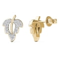 thumbnail image 3 of aaXia 10K Yellow Gold 1/8ct TDW Diamond Leaf Stud Earrings, 3 of 5