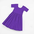 thumbnail image 4 of Stelle Short Sleeve Sundress A-Line Knee Length Flared Swing Cross Back Skater Skirt Midi Dress for girls,Purple5T, 4 of 8