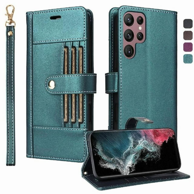 FOXDOCK Funda tipo Cartera para Samsung Galaxy S24 Ultra – Cubierta de Cuero PU con Múltiples Ranuras, Bolsillo para Efectivo y Correa de Muñeca
