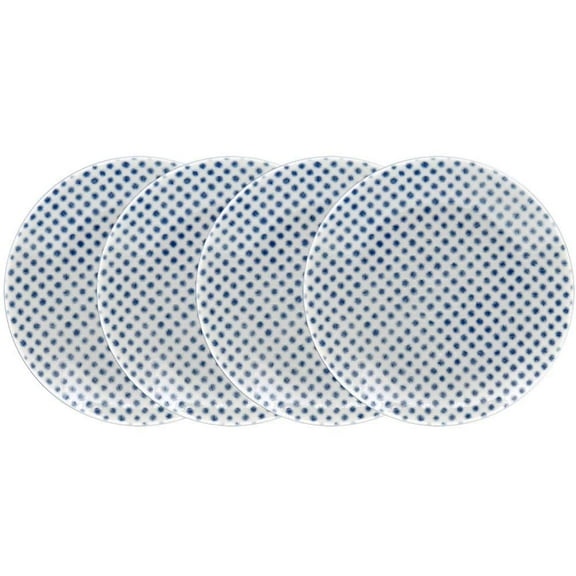 Blue Hammock 6.5 in. (Blue) Porcelain Dots Coupe Appetizer Plates, (Set of 4)