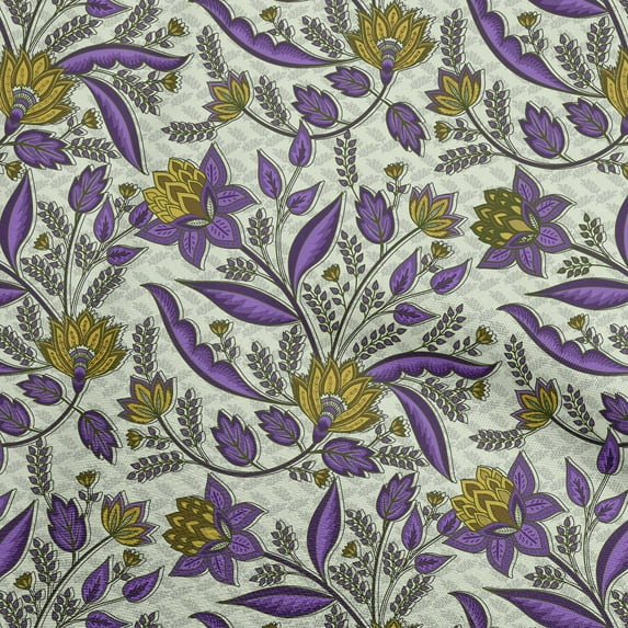 oneOone Viscose Jersey Violet Fabric Asian Floral Sewing Material Print Fabric By The Yard 60 Inch Wide