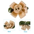 thumbnail image 3 of Uxcell Mini Satin Ribbon Roses Small Rosettes Fabric Flowers with Green Leaves Khaki 30 Pcs, 3 of 6