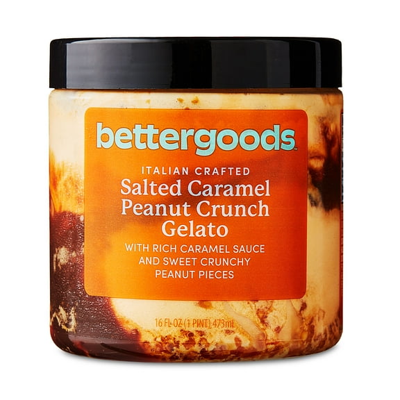 bettergoods Salted Caramel Peanut Crunch Gelato, 16 fl oz (Frozen)