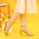 thumbnail image 2 of Sandalias Tacones Chunky Allegra K Correa Tobillo Punta Abierta Amarillo 36, 2 of 7
