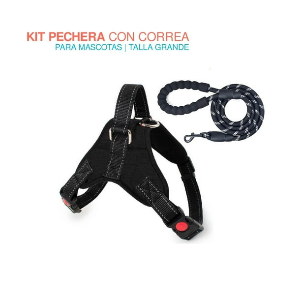 Set Pechera Arnes Regulable con Correa Para Mascotas Grande Poli Pets PP-PCCBK-GD
