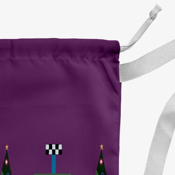 Simply Daisy Crazy Christmas 28 x 36 in Purple Laundry Bag