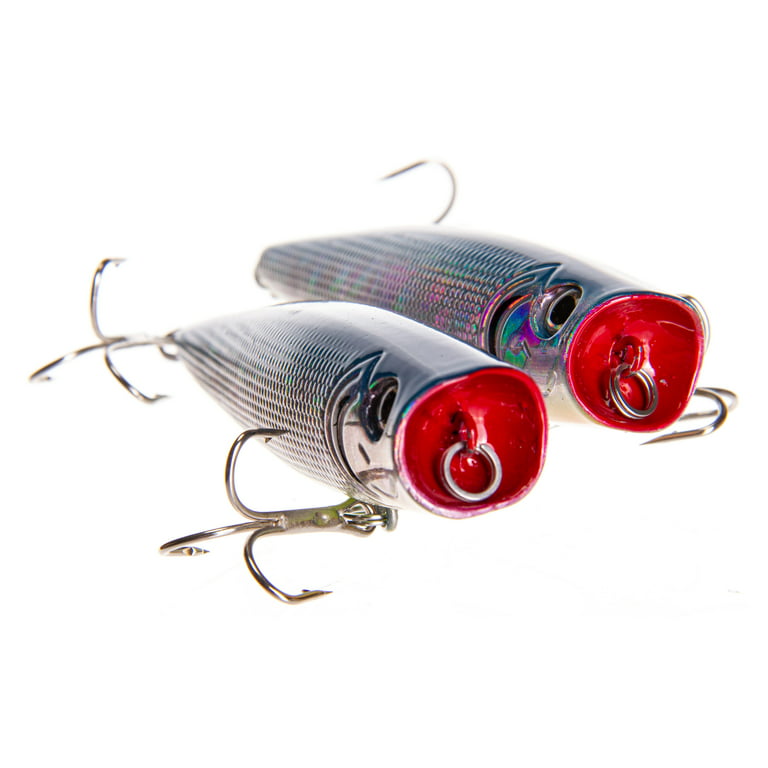 Ozark Trails Hard Plastic Saltwater Inshore Popper Fishing Lures, 2-pack.  Painted in Fish Attracting Colors. 