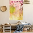 thumbnail image 2 of Nature Tapestry, Japanese Cherry Sakura Floral Artwork in Soft Color over Blurred Background, Wall Hanging for Bedroom Living Room Dorm Decor, 40W X 60L Inches, Pink Green Yellow, by Ambesonne, 2 of 5