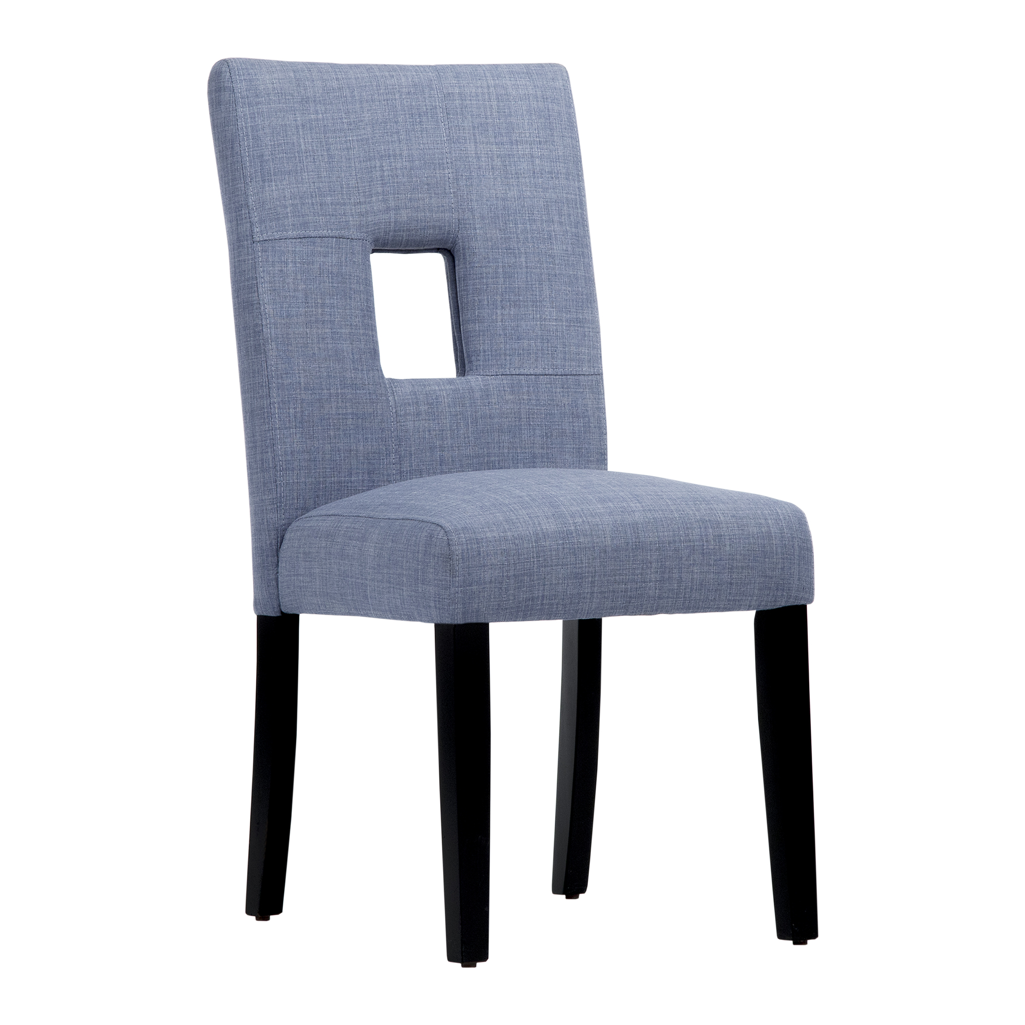 Weston Home Landen Keyhole Linen Dining Side Chair, Blue (Set of 2)