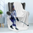 thumbnail image 4 of Modern Soft Flannel Fleece Throw Blanket, Hockey Player in Fragmented Triangle Formes Winter Sports Hobby Design, Cozy Plush for Indoor and Outdoor Use, 50" x 70", Blue Purplegrey Black, by Ambesonne, 4 of 5