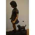 thumbnail image 5 of Nifao Three Kids With A Dog On A Log Bronze Statue – Garden Outdoor Decor Sculpture, 78"L x 26"W x 62"H, 5 of 11