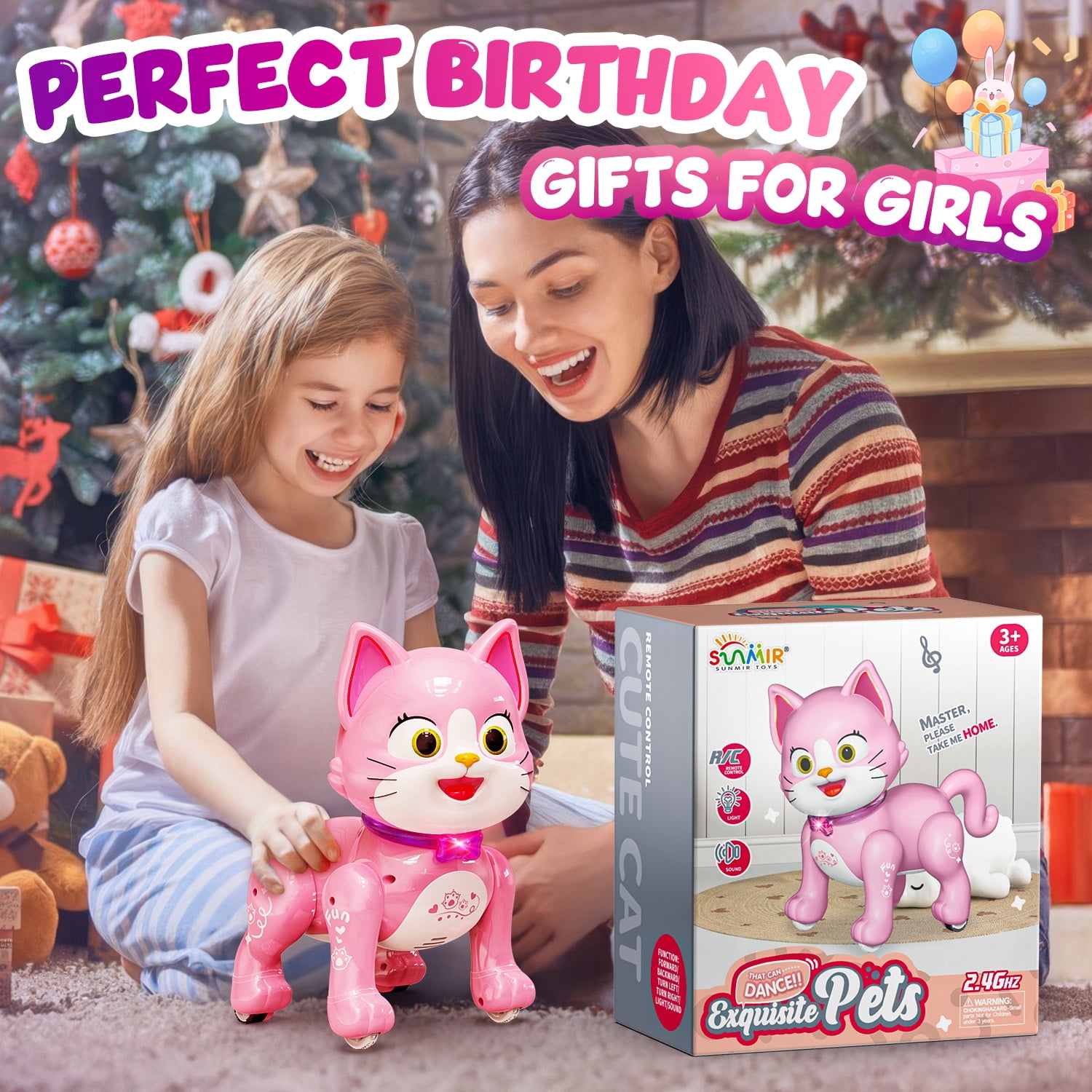 Flooyes Robot Pets Robot Cat, Toy Gift for Boys and Girls Ages 3-12, STEM Smart Robot for Kids, Interactive Pet Toy with Music and Dance