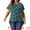 Blue, variant on Women's Plus Summer Casual Floral Top Blouse Round Neck Short Sleeve Tee 2X Black