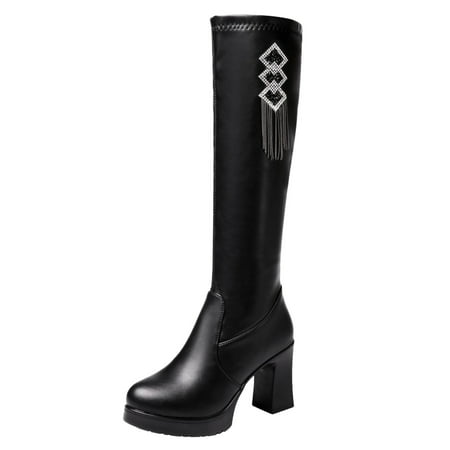 

Ki-8Jcud Snow Boots Waterproof Heel Leather Boots For Ladies Over The Knee Boots For Women High Boots Low Heel Boots For Women Knee High Womens Knee High Boots Size 8 1/2 Sock Boots For Women Heels