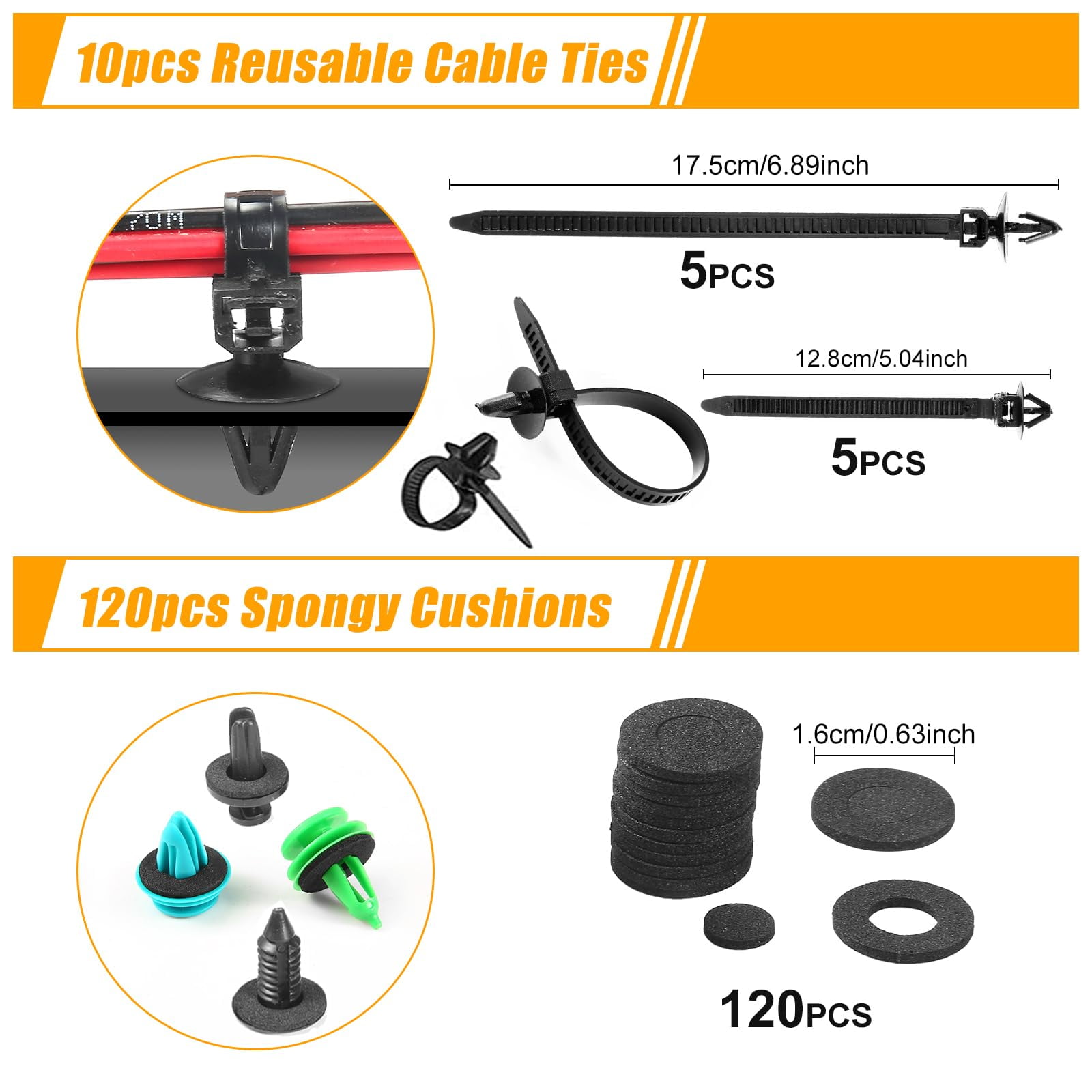 1240Pcs Car Retainer Clips & Fasteners Kit – 32 Universal Sizes Nylon Bumper, Fender Rivets, Door Panel Clips, and Plastic Rivets with 10 Cable Ties and Removal Tool for Toyota, Ford, Honda, Chevy