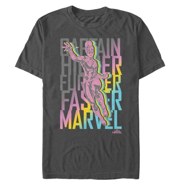 Men's Marvel Captain Marvel Rainbow Mantra  Graphic Tee Charcoal 3X Large