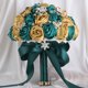 thumbnail image 2 of XmhyTop Ramo de novia para boda, dama de honor, rosa de satén, perlas artificiales, cintas de satén, ramo de flores para boda, gris, 2 of 5