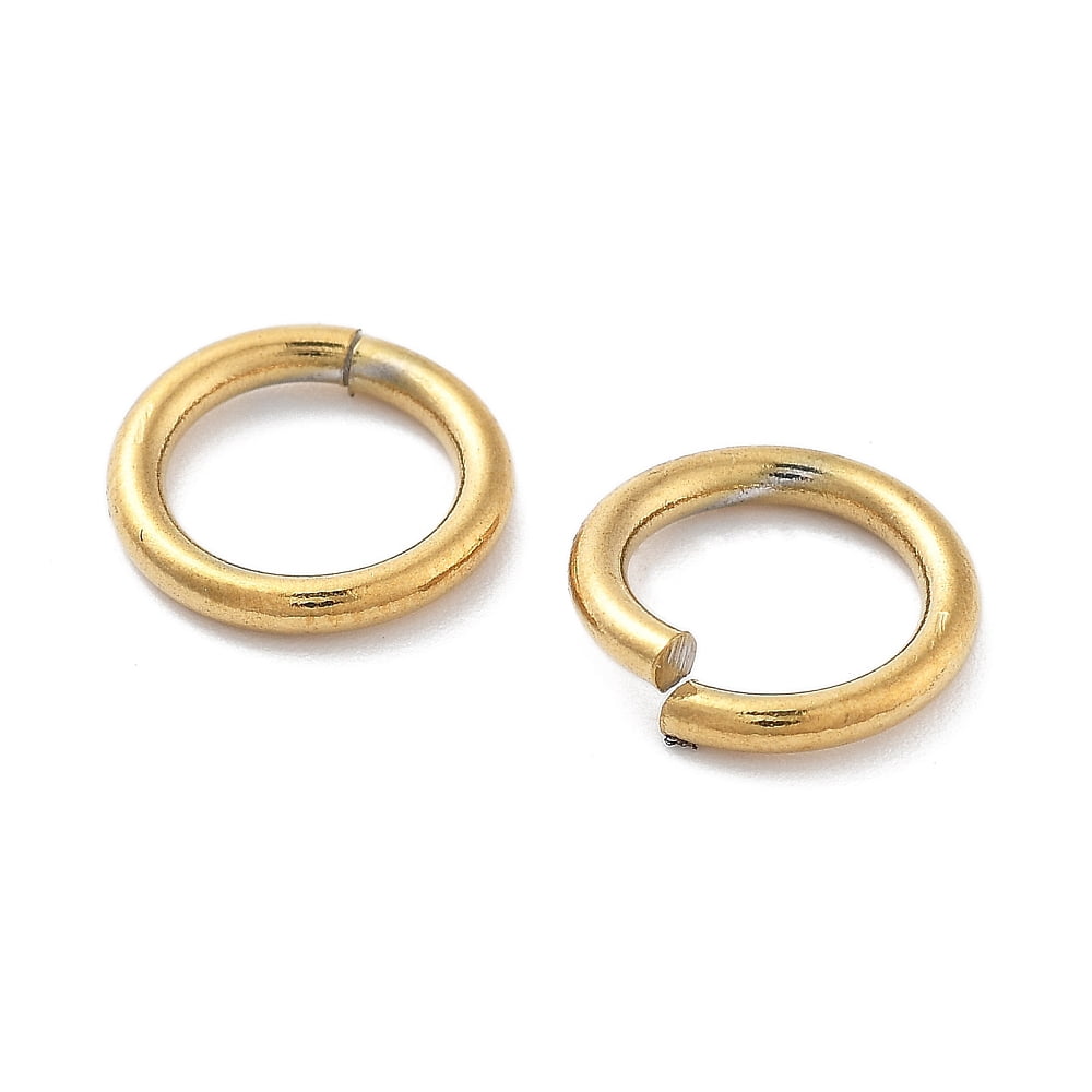 Ion Plating(IP) 304 Stainless Steel Open Jump Rings Real 18K Gold Plated 10x1.5mm Inner Diameter: 7mm