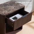 thumbnail image 5 of Hvoonc 24" Tall Fluted Walnut End Table with Drawer Set of 2, Modern Bedside Table with Faux Marble Top and Rounded Corners for Bedroom, 5 of 6