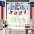 thumbnail image 3 of Independence Day Gnome Kitchen Window Valance and Tier Set Patriotic Star on Check 3 Piece Rod Pocket Valances Short Curtain,Blue White Small Windows Treatment Tiers Curtains for Bedroom/Cafe/Bathroom, 3 of 6
