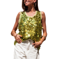 thumbnail image 4 of WCJM Fisherman Sweater Yellow Women Blending Shirts Sequin Sequin Tank Tops for Women Sleeveless Sparkly Glitter Crop Tops Summer Beach Clubwear, 4 of 7