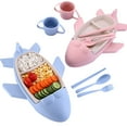 thumbnail image 4 of Airplane Shaped Kids Tableware Set With Separate Plates Cutlery And Drinking Cup For Kitchen Dining Use, 4 of 6