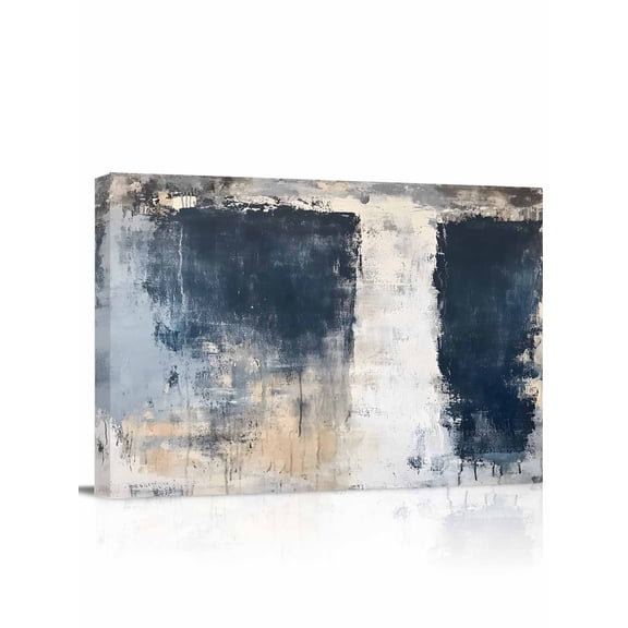 Navy Blue Grey Wall Art for Living Room, Canvas Picture Wall Decor for Bathroom Bedroom, Modern Abstract Art Rustic Painting Artwork for Office Kitchen Hallway Dining Room Home Decorations 12"x16"