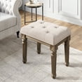 thumbnail image 3 of DSstyles Vintage Bench, Entrance Bench, Dining Bench with Upholstered Seat & Rubber Wood Legs, Bed Bench for Bedroom, Living Room, Hallway, More, Beige (Beige - 40 * 30 * 47 cm), 3 of 8