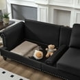 thumbnail image 5 of 2 Piece Set Comfy Sofa Couch, 3 Seater & Loveseat Sofa with Deep Seats, Modern Upholstered Sleeper Couch with Nails for Living Room, Black, 5 of 9