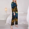 thumbnail image 3 of Pofeuu Oil Starry Sky Sunflower Print Womens Pajamas Set Long Sleeve Sleepwear Button Down Nightwear Soft Pj Lounge Sets Button Down Pajamas Women-XX-Large, 3 of 7