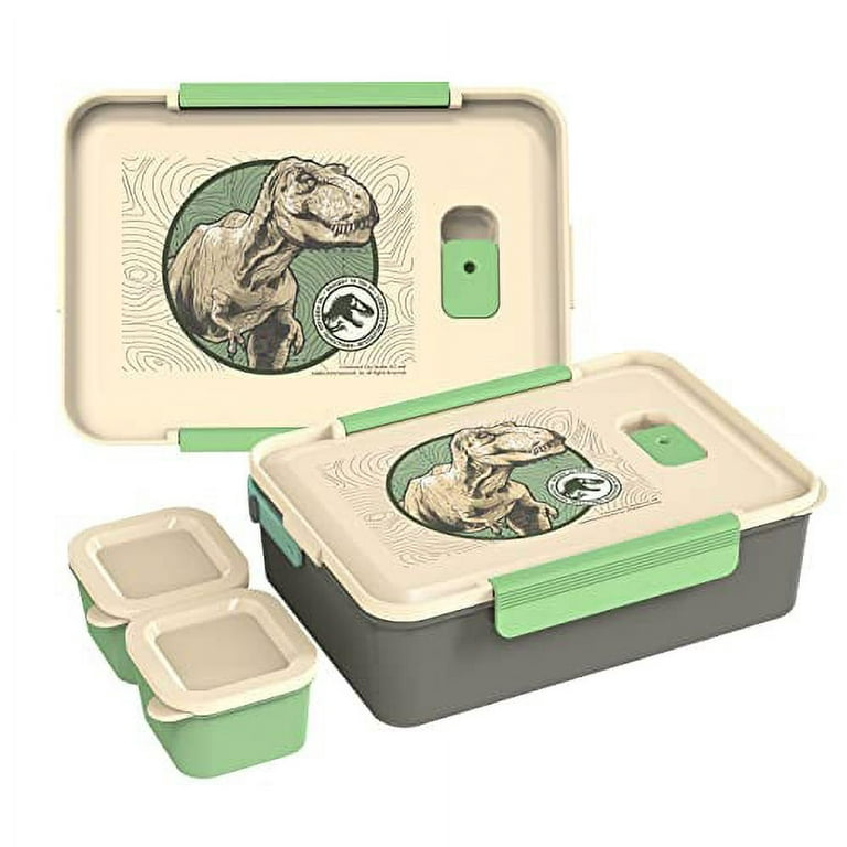 Zak Designs Jurassic World Dominion Reusable Plastic Bento Box with  Leak-Proof Seal, Carrying Handle, Microwave Steam Vent, and Individual  Containers