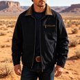 thumbnail image 3 of Iyufng Men's Contrast Collar Work Jacket Full Zip Multi Zipper Pocket Vintage Casual Workwear Coat, 3 of 5