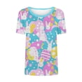 thumbnail image 5 of Yxbdin Womens Easter Shirts for Women Crew Neck Short Sleeve T Shirts Crew Neck Bunny Graphic Tee Casual Easter Eggs Print Tops Dark Blue M, 5 of 6