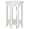 thumbnail image 2 of SAFAVIEH Nara End Table White Silver Nail Head White, 2 of 4