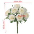 thumbnail image 2 of Ramo de flores de rosas artificiales de 9 cabezas, ramo de flores de novia, fiesta de boda, tela de seda, decoración floral falsa, blanco Advancent HA6916-02B, 2 of 6