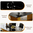 thumbnail image 5 of Modern-style rectangular tempered glass dining table, featuring a fashionable marble-patterned design with gold dual-pedestal metal legs, Ideal for dining rooms and Home Offices, 5 of 11